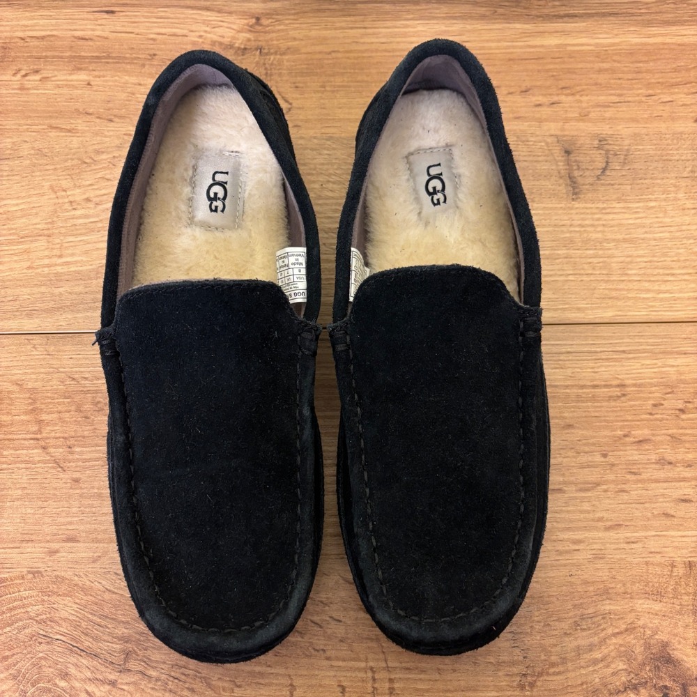 UGG‎ Alder Slip-On Loafer In Black Men Size 8 Suede Wool Insole Comfort Warm - Picture 4 of 11